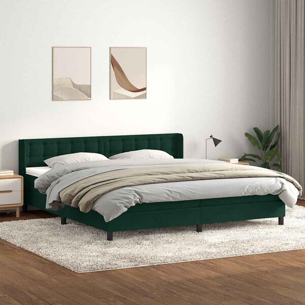 vidaXL Box Spring krevet s madracem tamno zeleni 180x220 cm bar&scaron;un
