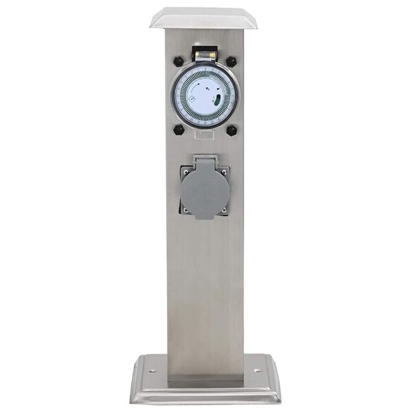 Vrtni stup sa utičnicama od nehrđajućeg čelika sa tajmerom