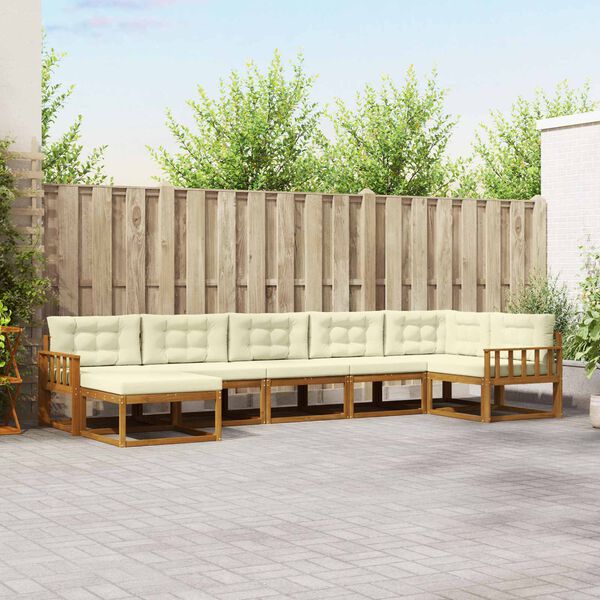 vidaXL Set vanjskih sofa s jastukom 7 pcs Prirodna i krem