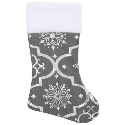 vidaXL Luksuzna podloga za božićno drvce s čarapom siva 122 cm tkanina
