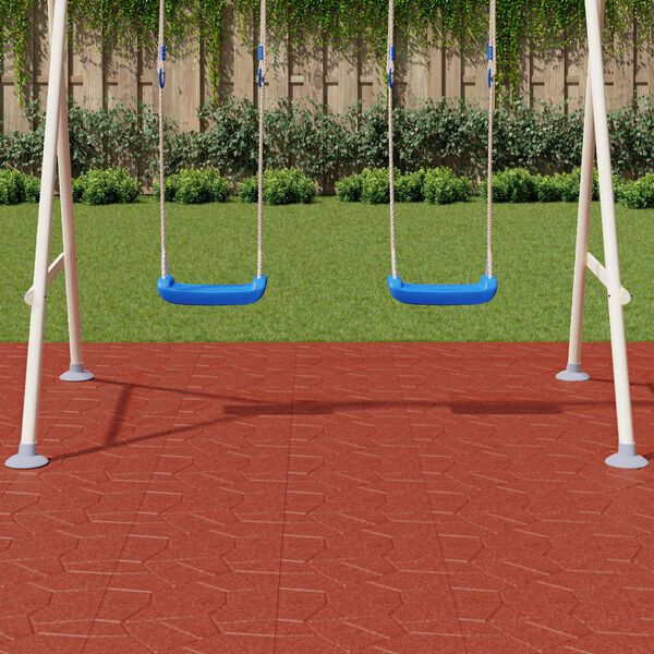 vidaXL Kamen za hodanje 6 pcs Crvena 40,5 x 40,5 x 2 cm Guma