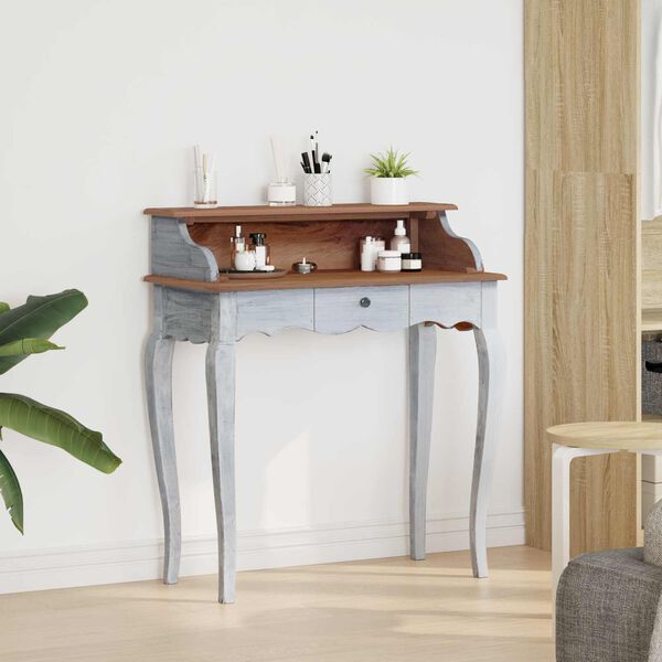 vidaXL Stol s ladicama Bijelo 80 x 40 x 92 cm Čvrsto mahagonijsko drvo