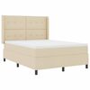 vidaXL LED Box Spring Krevet s uzglavljem Krema 140 x 200 cm tkanina