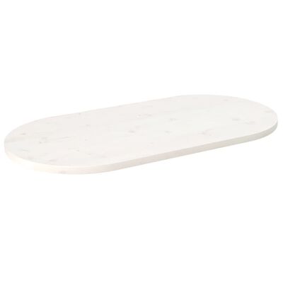 vidaXL Ploča za stol bijela 90x45x2,5 cm od masivne borovine ovalna
