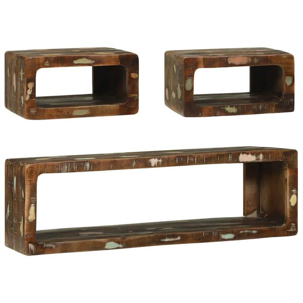 vidaXL Set TV komode s policom 3 pcs Šareni Čvrsto drvo iz reciklaže