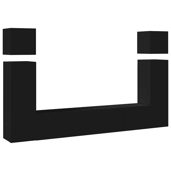 vidaXL 8-dijelni set TV ormarića crni od konstruiranog drva
