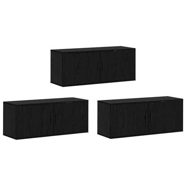 vidaXL Zidni TV ormar set Zidne 3 pcs Crni hrast 100 x 34,5 x 40 cm