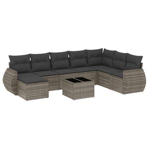 vidaXL 9-dijelni set vrtnih sofa od poliratana s jastucima sivi