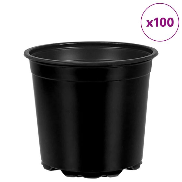 vidaXL Lonac za cvijeće 100 pcs Crna &Oslash; 15 x 13 cm Plastika