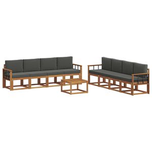 vidaXL Set vanjskih sofa s jastukom 9 pcs Prirodna i antracit