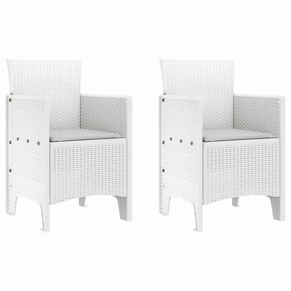 vidaXL Vrtna stolica 2 pcs Bijelo 53 x 49 x 85 cm Polipropilen