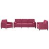 vidaXL 3-dijelni set sofa s jastucima crvena boja vina bar&scaron;unasti