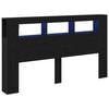 vidaXL LED glava kreveta s policom Crni hrast 180 x 18,5 x 103,5 cm