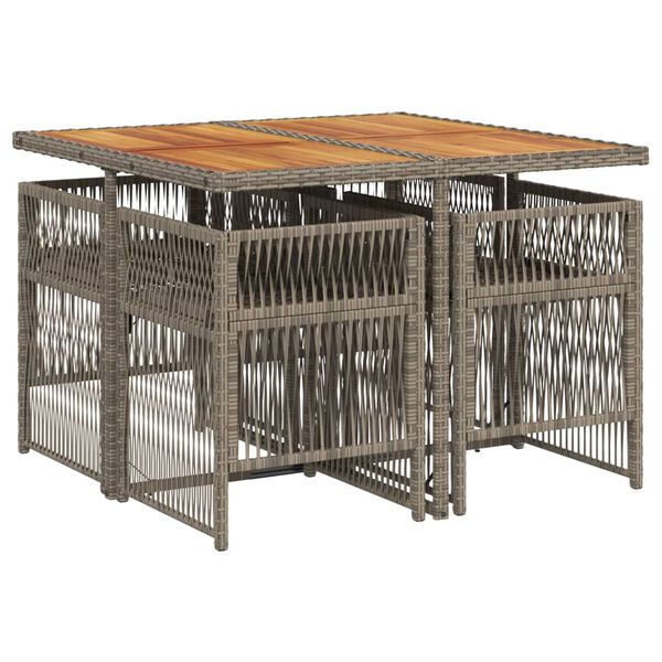 vidaXL 5-dijelni vrtni blagovaonski set sivi od poliratana