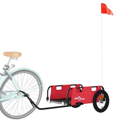 vidaXL Prikolica za bicikl crvena od tkanine Oxford i željeza