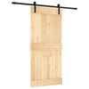 vidaXL Klizna vrata Prirodna i crna 95 x 210 cm Čvrsta borovina