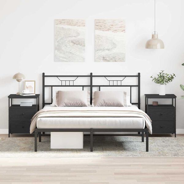 vidaXL Noćni ormar s ladicama 2 pcs Crni hrast 34 x 35,5 x 50 cm