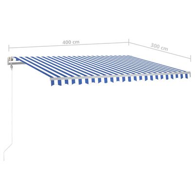 vidaXL Tenda na ručno uvlačenje s LED svjetlom 4x3 m plavo-bijela