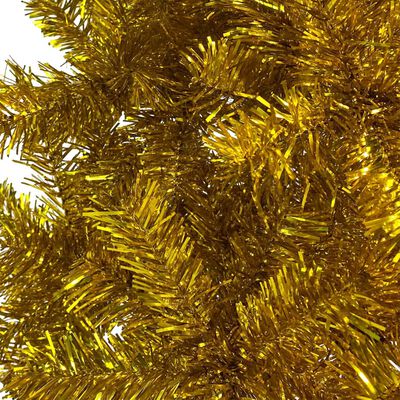 vidaXL Tanko osvijetljeno božićno drvce s kuglicama zlatno 150 cm