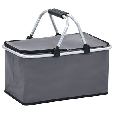 vidaXL Sklopiva torba za hlađenje siva 46 x 27 x 23 cm aluminijska