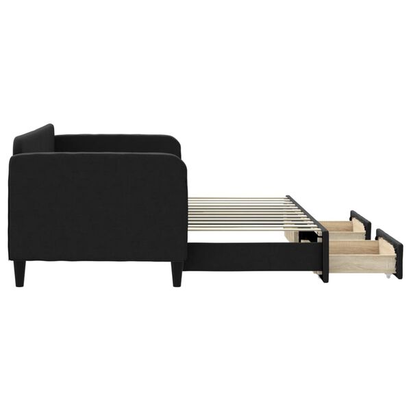vidaXL Dnevni krevet na razvlačenje s ladicama crni 80x200 cm tkanina