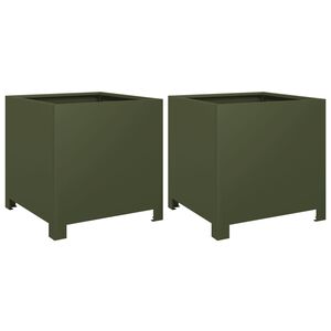 vidaXL Vrtne sadilice 2 kom maslinastozelene 40x40x40 cm čelične