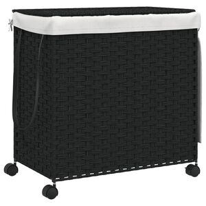 vidaXL Ko&scaron;ara za rublje s kotačima crna 60 x 35 x 60,5 cm od ratana