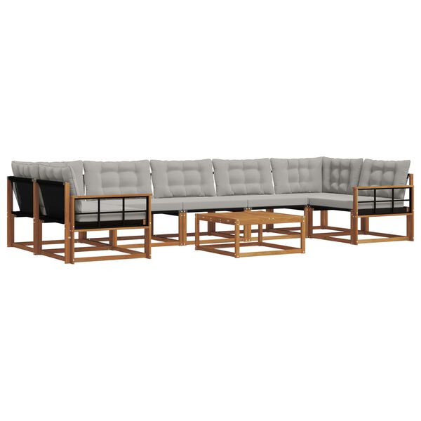 vidaXL Set vanjskih sofa s jastukom 8 pcs Prirodna i svijetlo siva