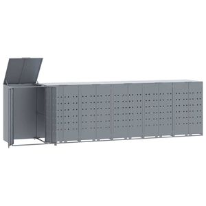 vidaXL Spremi&scaron;te za 6 kanta za otpad sivo 414 x 79 x 117 cm čelično