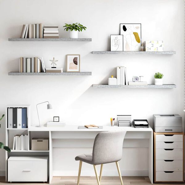 vidaXL Plutajuće zidne police 4 kom boja betona 120x23,5x3,8 cm MDF