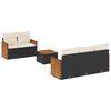 vidaXL 6-dijelni set vrtnih sofa s jastucima crni od poliratana