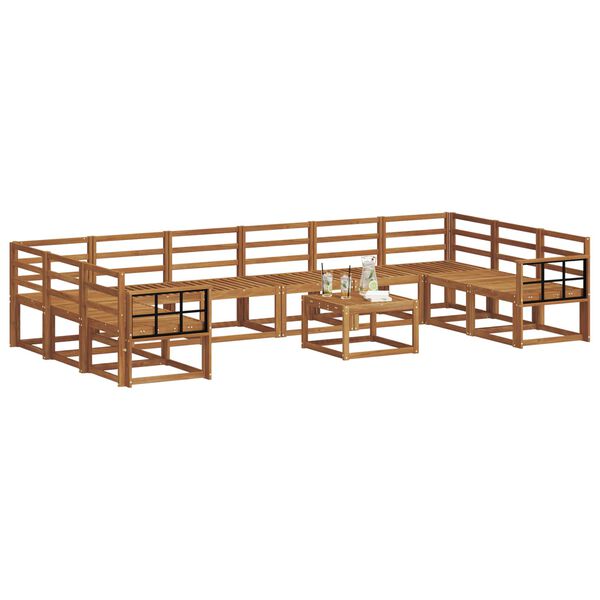 vidaXL Set vanjskih sofa 11 pcs Prirodna Čvrsto drvo akacije