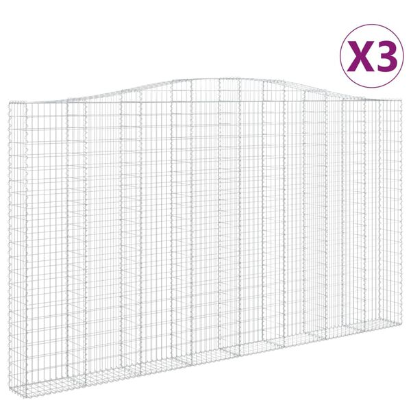 vidaXL Lučne gabionske ko&scaron;are 3 kom 400x30x220/240cm pocinčano željezo