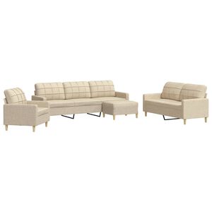 vidaXL 4-dijelni set sofa s tabureom krem od tkanine