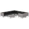vidaXL 9-dijelna vrtna garnitura od poliratana s jastucima tamnosiva