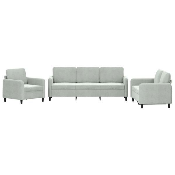 vidaXL 3-dijelni set sofa svjetlosivi bar&scaron;unasti