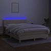vidaXL Krevet box spring s madracem LED krem 140x190 cm od tkanine