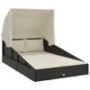vidaXL Ležaj za sunčanje s krovom crni 200 x 114 x 128 cm poliratan