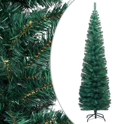 vidaXL Tanko umjetno osvijetljeno božićno drvce i kuglice zeleno 240cm