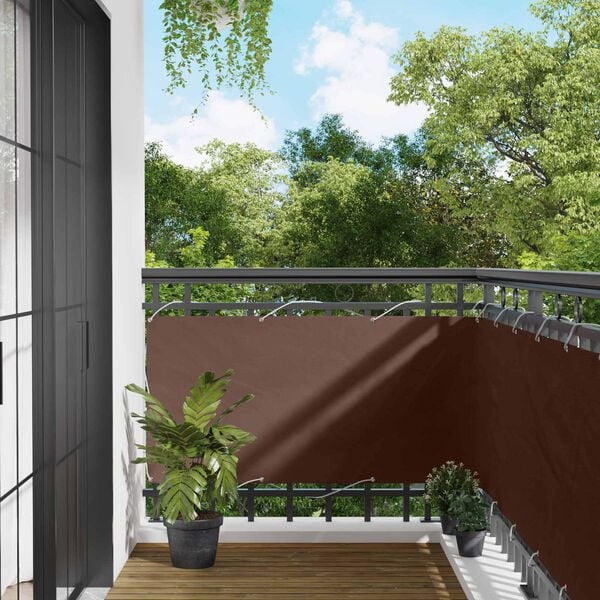 vidaXL Balcony ekran Smeđa 75 x 200 cm PU prekriveni oksford alu