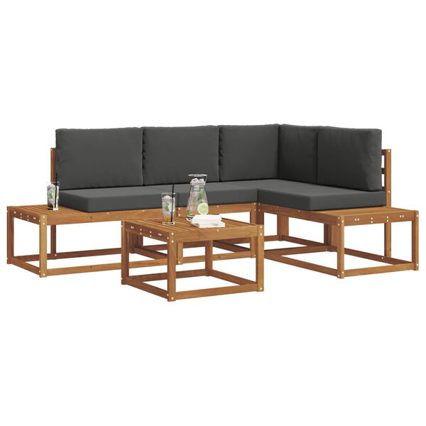 vidaXL Set vanjskih sofa s jastukom 5 Komad Prirodna i antracit