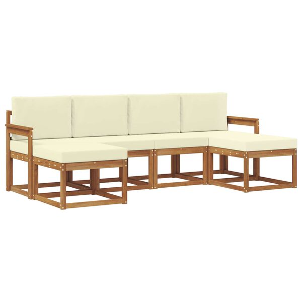 vidaXL Set vanjskih sofa 6 pcs Prirodna i krem Konstruirano drvo