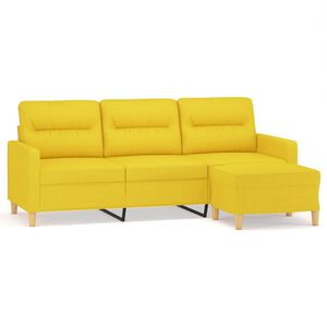 vidaXL Trosjed s tabureom svjetložuti 180 cm od tkanine