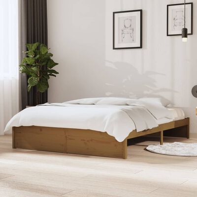 vidaXL Okvir za krevet od masivnog drva smeđa boja meda 140 x 190 cm