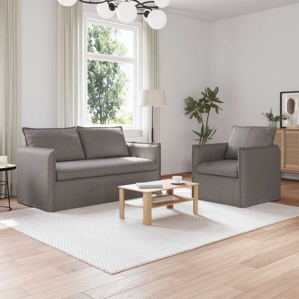 vidaXL Sofa 2 pcs Sivo-smeđa 196 x 82 x 85 cm tkanina