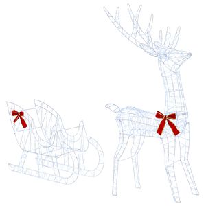 vidaXL Reindeer vuče saonice LOVIISA 450 LED lampica Hladno bijela