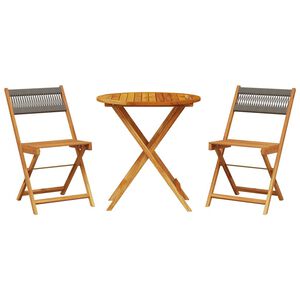 vidaXL 3-dijelni bistro set od polipropilen i masivnog drva sivi