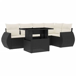 vidaXL 6-dijelni set vrtnih sofa s jastucima crni od poliratana