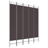 vidaXL Sobna pregrada s 5 panela smeđa 200x220 cm od tkanine