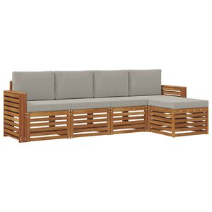 vidaXL Set vanjskih sofa s jastukom 5 pcs Prirodna i svijetlo siva
